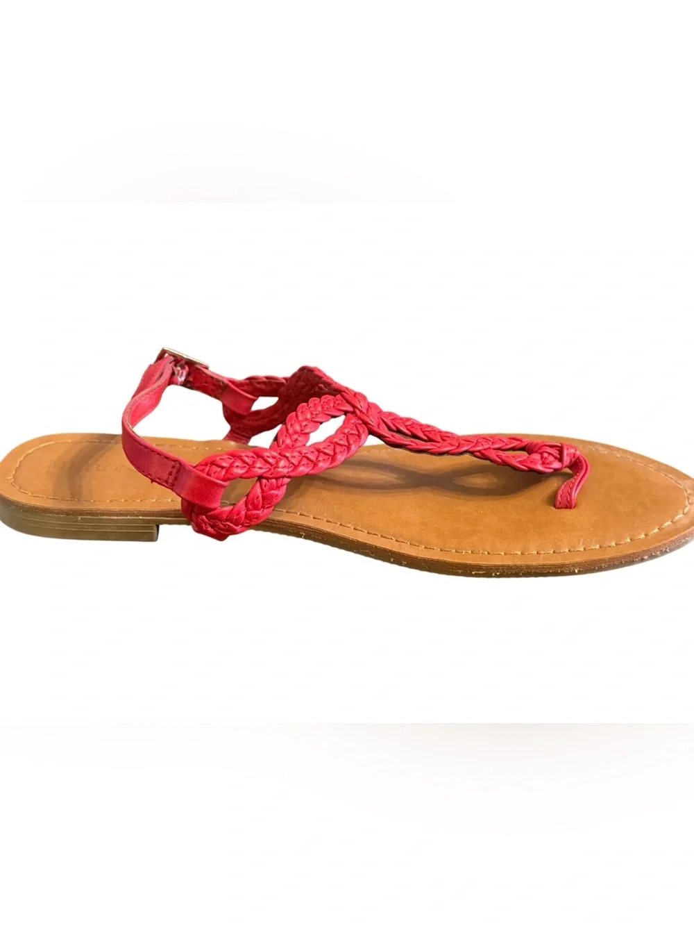 Merona Red Braided T-Strap Sandals - Picture 3 of 6